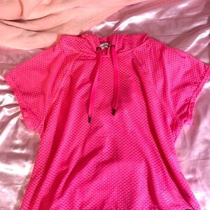 DKNY Sport Hot Pink Hooded Workout Shirt – Women’s Medium